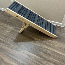 Dog Ramp, Wooden Folding Portable Pet Ramp, Rated for 30 LBS, 32.6" Long and Adjustable from 10" to 19" with Non-Slip Traction Mat