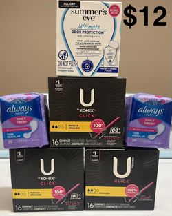 Feminine Care Bundle : U By Kotex , Always, & Summers Eve 