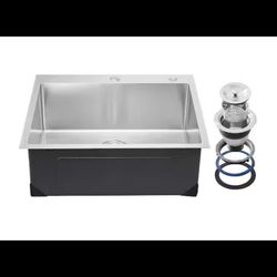 VEVOR 25 in Workstation 304 Stainless Top Mount/Drop-In Single Bowl Kitchen Sink