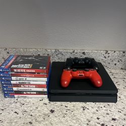 PS4 with 2 Controllers and Games