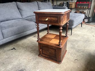 Vintage Marble Top End Table / Nightstand with storage