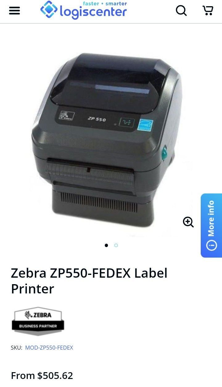 Zebra ZP550 Label Direct Thermal Bar Code Zebra Label Printer USB, Serial, and Parallel Connectivity.
