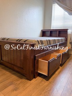 New twin bed with mattress and drawers