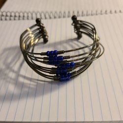 Blue Beaded Cuff Bracelet
