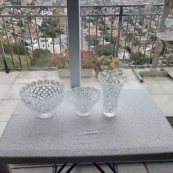 Crystal Bowls & Vase Set