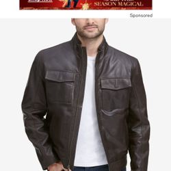 NEW Cole Haan Men's Leather Trucker Jacket