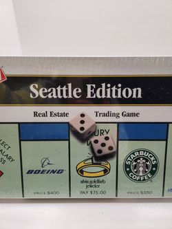 NEW SEALED 1997 Monopoly Seattle Edition Boeing Starbucks & Local Attractions