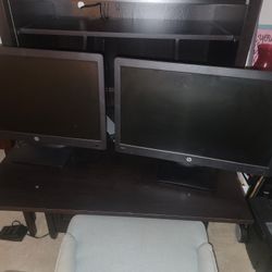 2 HP P203 Monitors With Power Cords 