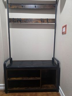 Entryway coat rack & storage benck