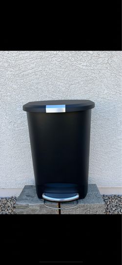 Simplehuman Kitchen Trash Can, 13 Gallon Plastic Step Garbage Bin With Secure Slide Lock Lid