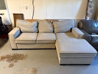 Light Gray Fabric  Extendable Sofa with Chaise