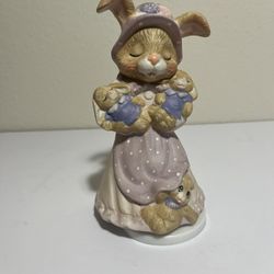 Vintage Easter Bunny Figurine – Mother with Baby Bunnies Cute