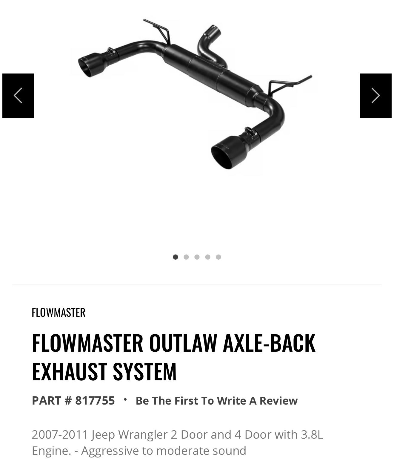Jeep FLOWMASTER OUTLAW AXLE-BACK EXHAUST SYSTEM