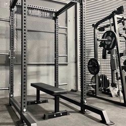 Half Rack PACKAGE - Rack + Flat Bench + Weight Plate Holder Pairs x3