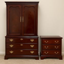 Thomasville Solid Cherry Bedroom Set – Armoire + Nightstand