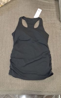 Maternity Yoga Tank Size M Black Racerback Tank Top with Ruched Sides