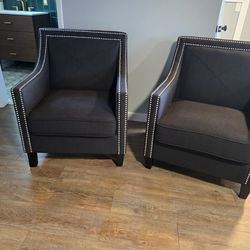 Black fabric club chairs with silver nail head trim $300 OBO