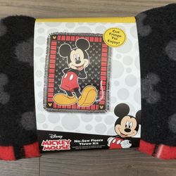 New Disney Mickey Mouse No-Sew Fleece Throw Kit 