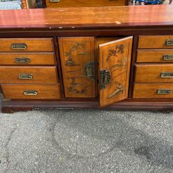 Vintage Chinoiserie Chest And Nine Drawer Dresser