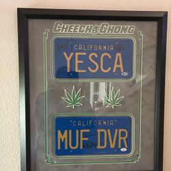 Cheech and Chong Signed And Autographed Up In Smoke License Plates Framed Coa