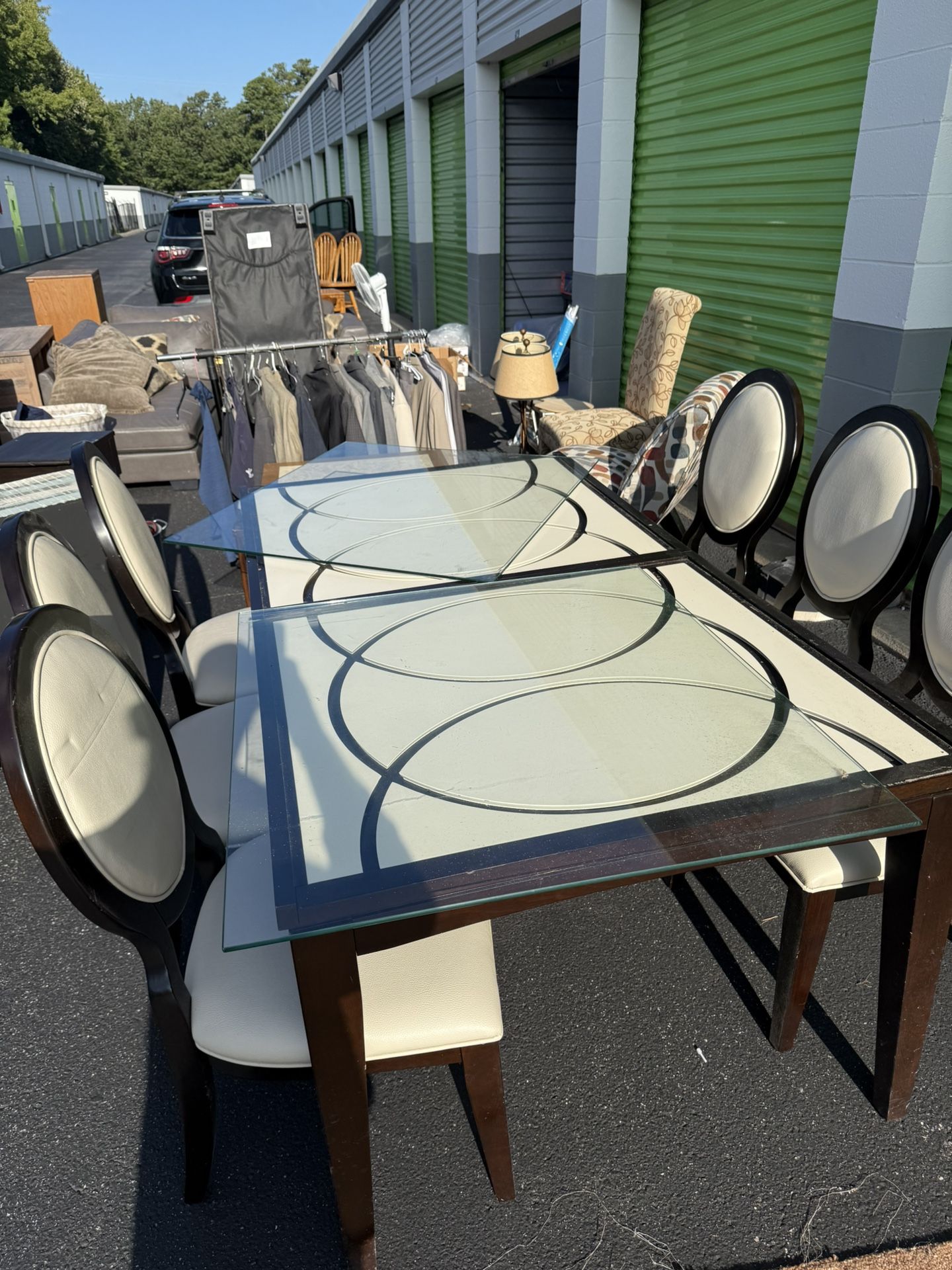 Glass Top Dining Room table With Chairs