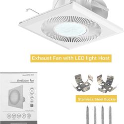 Bathroom 11.8IN Exhaust Fan with Light 165CFM 3CCT Shower Bathroom Vent Fan with 1400lm Led Light Combo Quiet 1.2 Sones Bath Ceiling vent with Adjusta