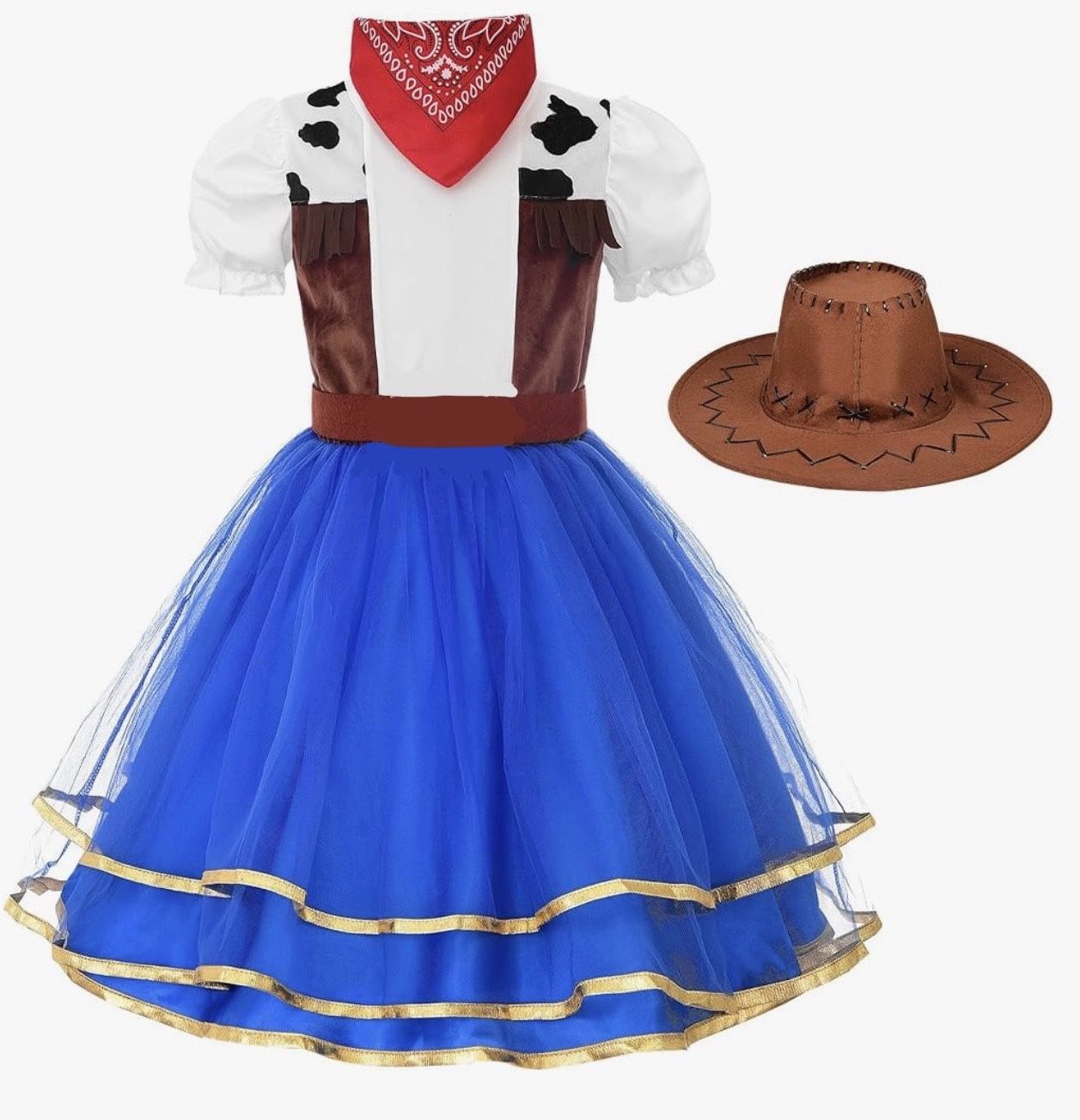 Princess Costume Cowgirl Costume Western Cowboy Fancy Outfit with Hat and Bandana (XLarge Toddler)