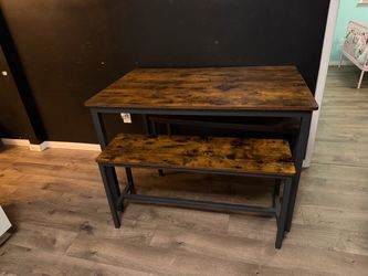 Industrial Dining Table and Bench Set