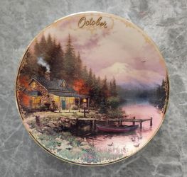Thomas Kinkade October End of a Perfect Day Simpler Times Plate COA Bradford Exchange