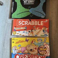 All 3 Board Games Sorry, Operation, Scrabble 