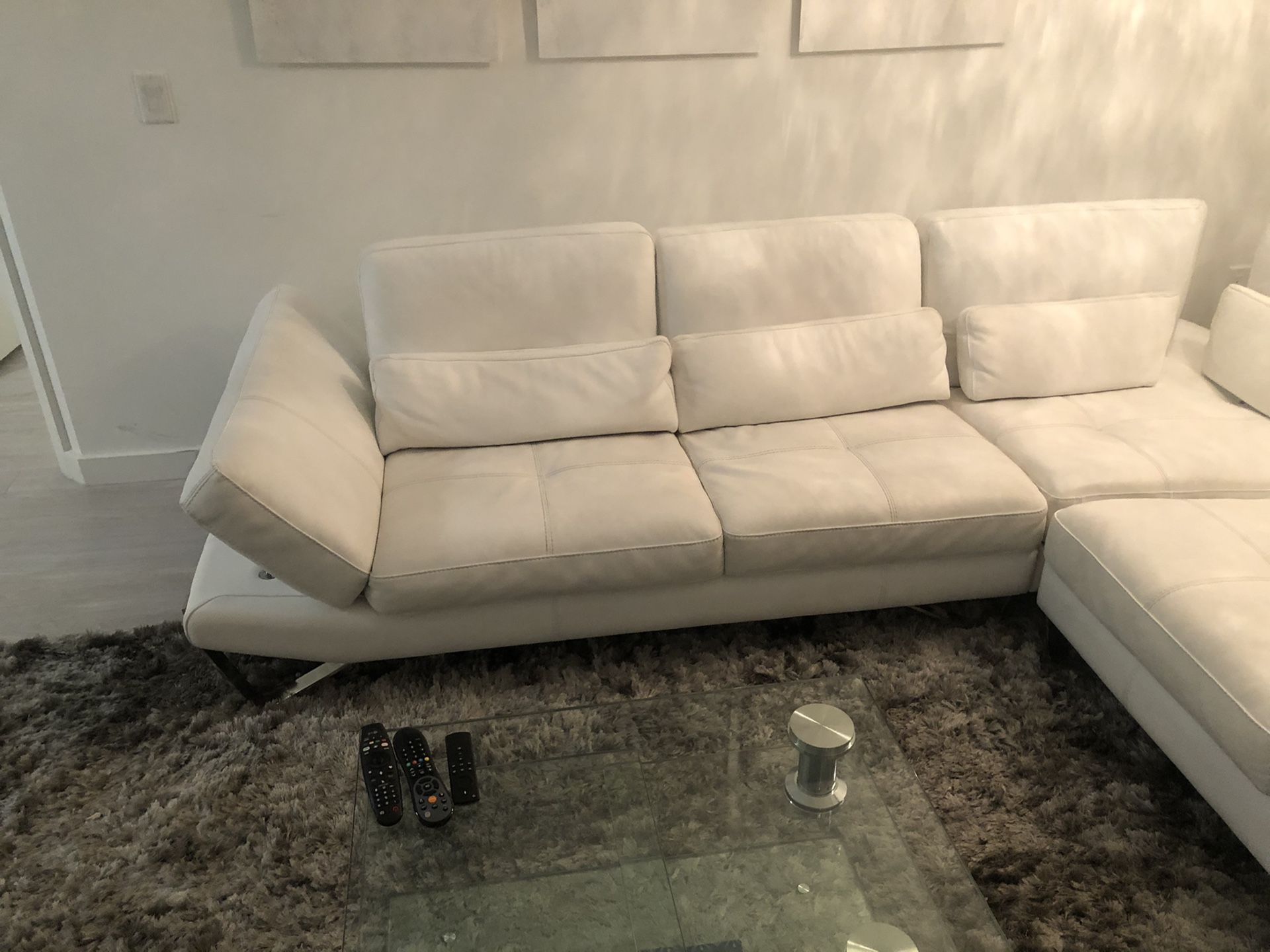 White Italian Leather Sectional Sofa