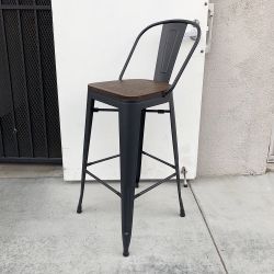 New in Box $30 (Black) Metal Wooden Bar Stools w/ Backrest 30” Seat Height, for Kitchen Counter Top Barstool W