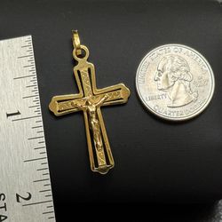 18K Gold ITALY Cross Jesus 4.39g 18KT 750 cruz de oro 18 K Pendant Jewelry NO Necklace Chain