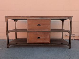 Industrial Wood and Metal Console Table with Drawers