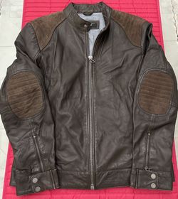 Men's Black Rivet genuine Leather Jacket L Brown - Excellent