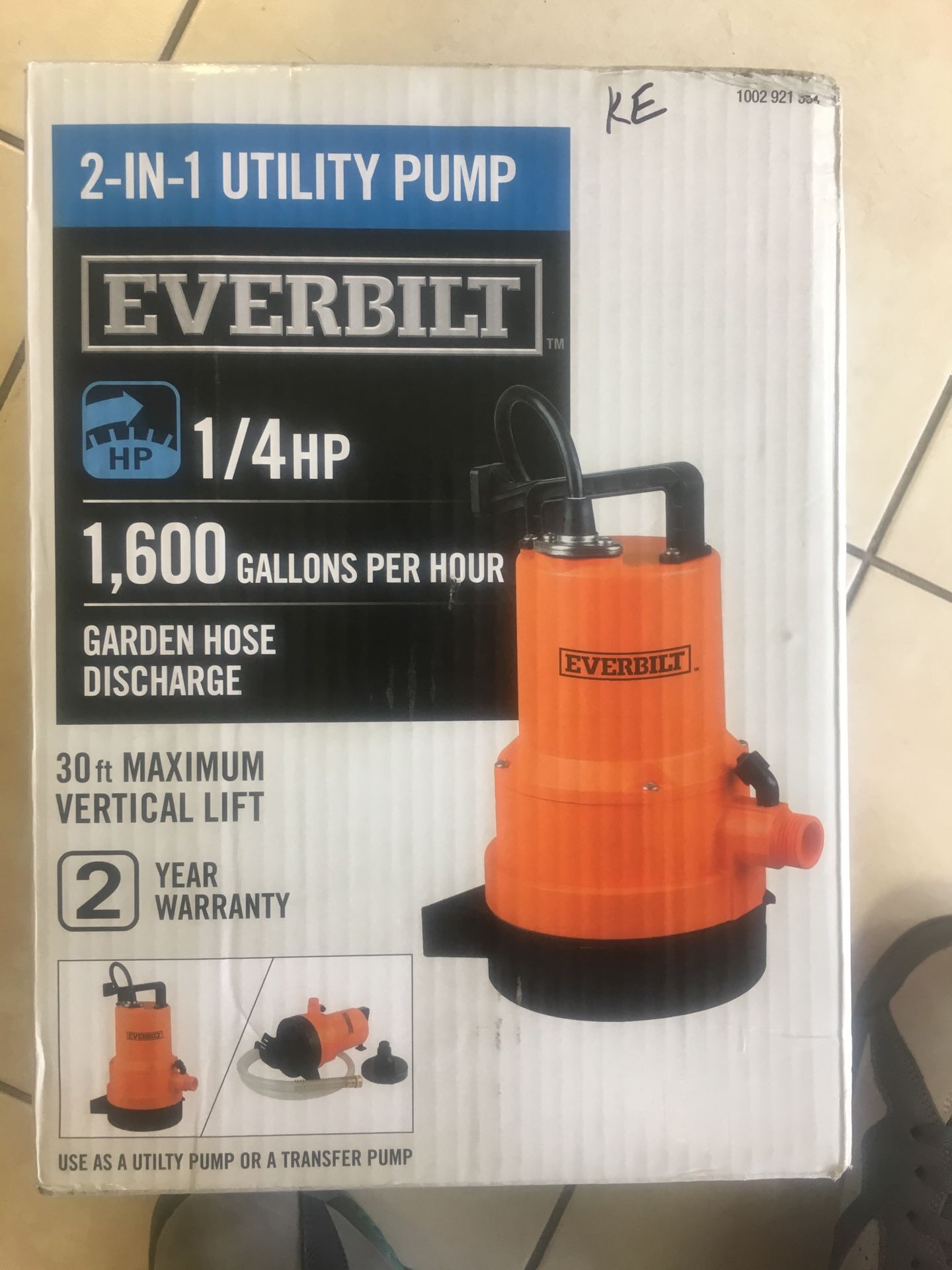 Everbilt 2-IN-1 Utility Pump