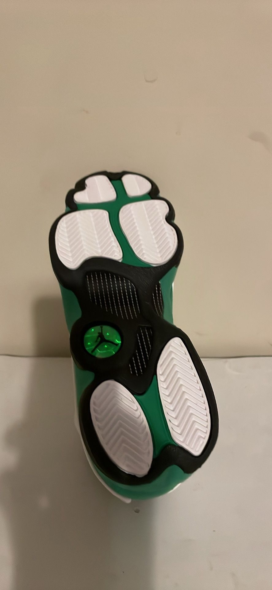 kids green and white jordan 13s
