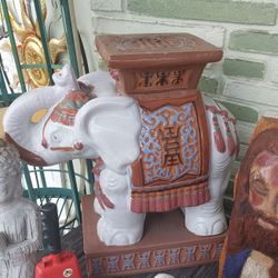 Large Colorful Elephant Plant Stand Or Garden Stool