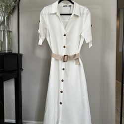 Zara White Button Down  Dress 