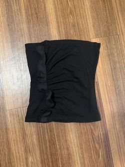 Black Strapless Ruffle Crop Top