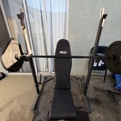 Adjustable Weight Bench With Squat Rack And Two Plates