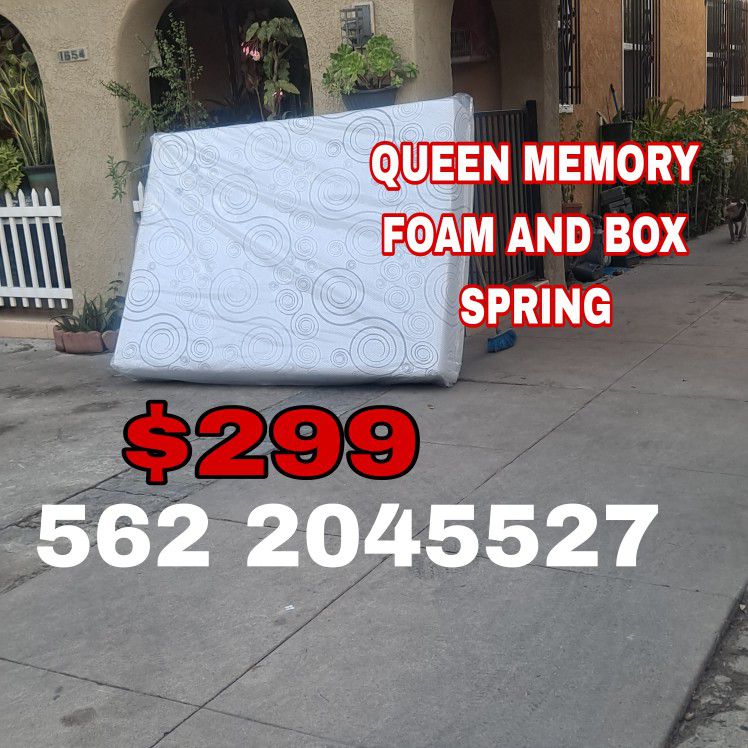 NEW QUEEN MEMORY FOAM MATTRESS AND BOX SPRING SAME DAY DELIVERY OR PICK UP 