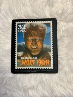 Vintage Wolf Man Postage Stamp Mousepad