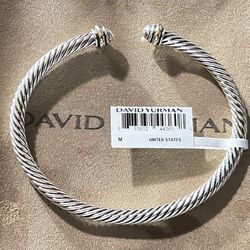 David Yurman 4mm Woman’s Bracelet Silver And 18 Karat Gold