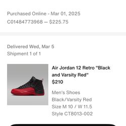 Jordan Retro 12 Flu Game Size 10 DS