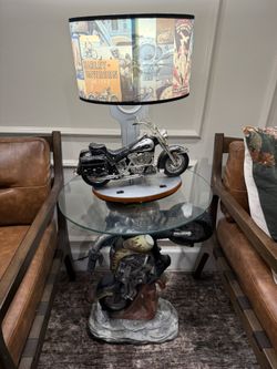 Harley Davidson Lamp with Motorcycle Table