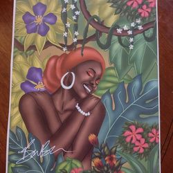 Jungle Black Goddess Art Print on Photo paper

