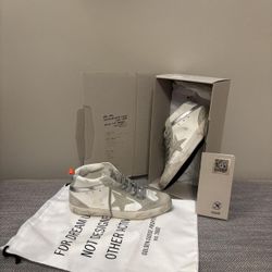 Golden Goose Grey and White Trainers