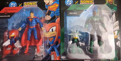 Jakks Pacific DC Sonic Superman Knuckles Green Lantern Silver Set Action Figures