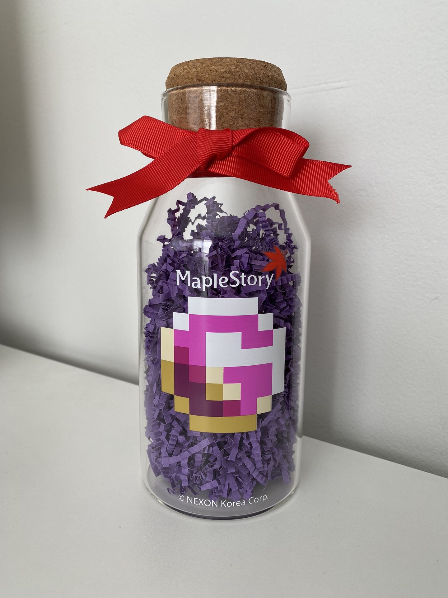MapleStory Glass Bottle 9" G Coin Limited Maple Story Fest 2024 Cork Top